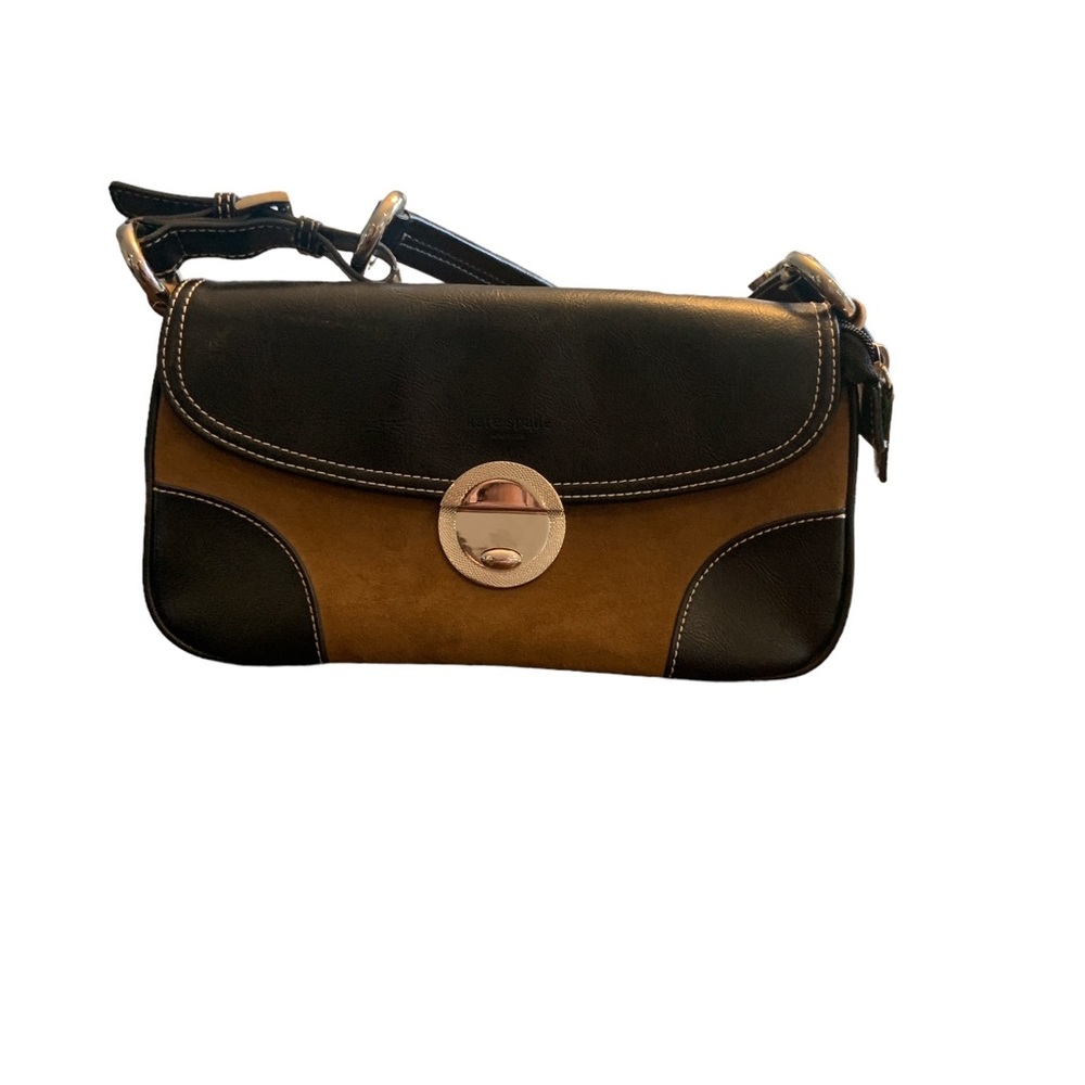 Kate Spade Women's Brown and Black Leather Suede Handbag Purse